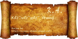 Kővágó Ahmed névjegykártya